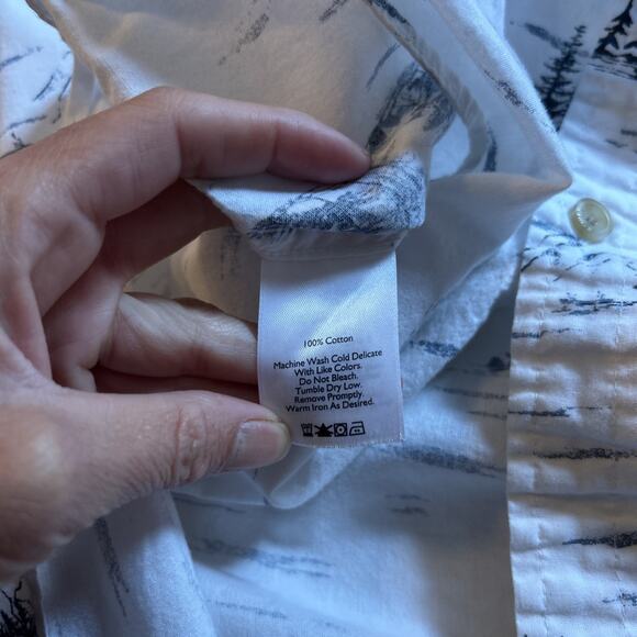 Eddie Bauer Men’s Short Sleeve Button Down Shirt Mountains Trees 2XL Classic Fit - Picture 5 of 5